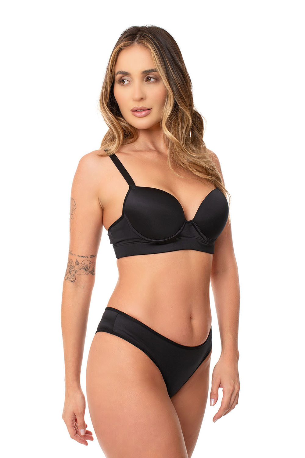Conjunto Sutiã e Calcinha Lagasi Com Base Reforçada Preto - REF. 0107