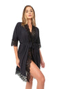 Robe Lagasi Microfibra C.Renda Preto - REF. 3112