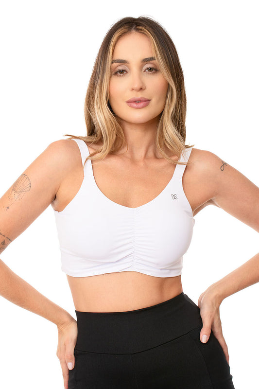 Top Fitness Lagasi Franzido Alça Larga Branco - REF. 3133