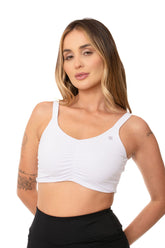 Top Fitness Lagasi Franzido Alça Larga Branco - REF. 3133