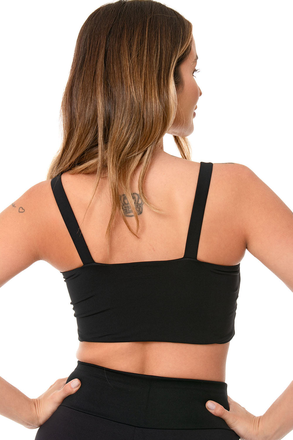 Top Fitness Lagasi Franzido Alça Larga Preto - REF. 3133