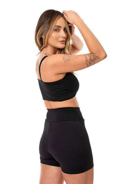 Top Fitness Lagasi Franzido Alça Larga Preto - REF. 3133