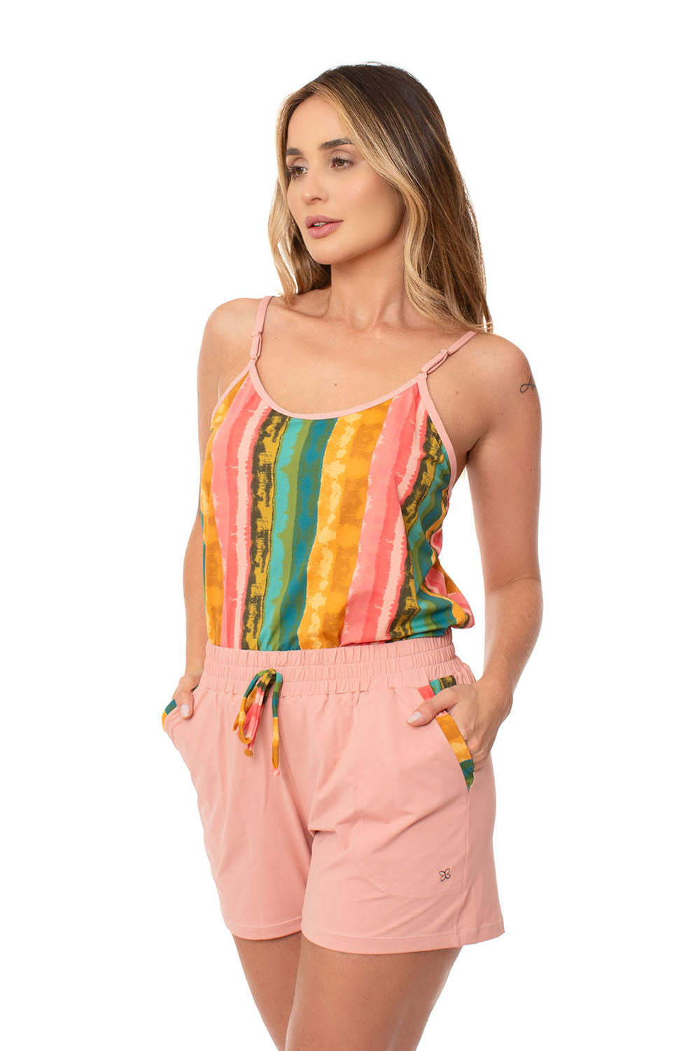 Conjunto Pijama Feminino Lagasi Curto Colorido Short Rose - REF. 3049
