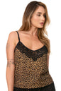 Conjunto Pijama Feminino Lagasi Curto Onça Renda Preta Short Onça - REF. 3082