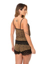 Conjunto Pijama Feminino Lagasi Curto Onça Renda Preta Short Onça - REF. 3082