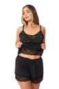 Conjunto Pijama Feminino Lagasi Curto Renda Preta - REF. 3082