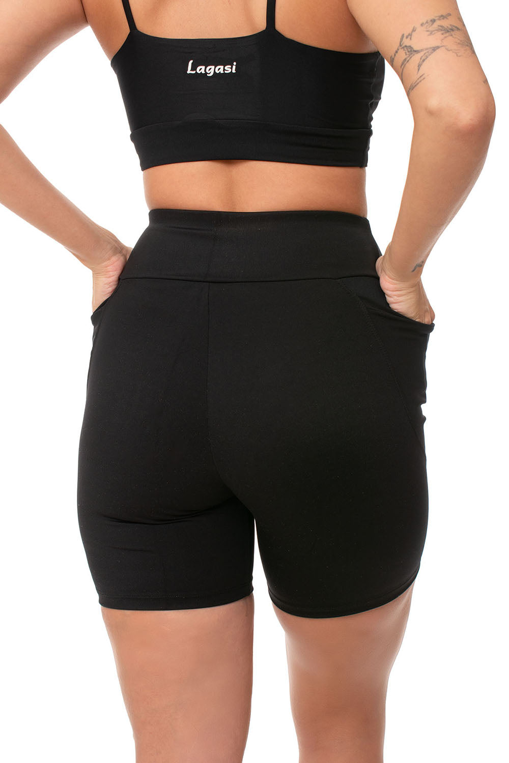 Short Fitness C. Recorte e Bolso Lagasi Preto - REF. 3131